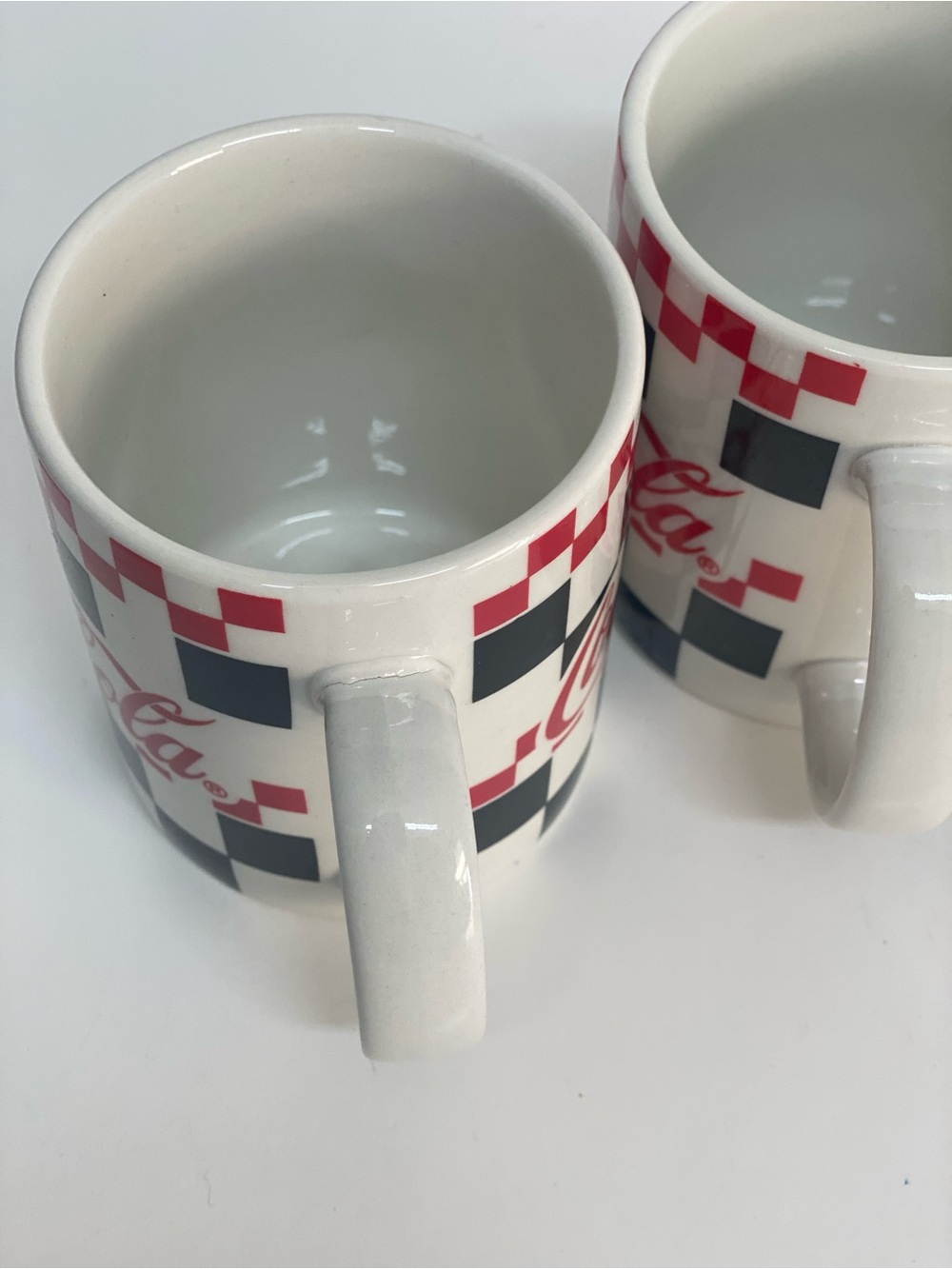 Gibson Coca-Cola Checkerboard Mugs Cups Set of 4 Vintage 1996 Red White Black - Picture 11 of 16